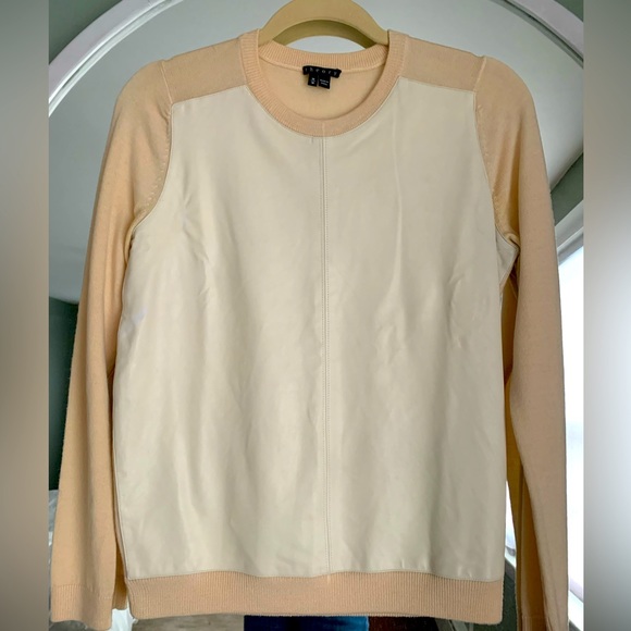 Theory leather + wool two tone sweater - Picture 1 of 5